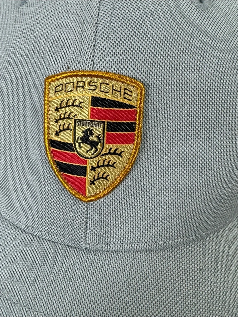 Genuine Porsche Porsche Grey Flexfit Ball Cap Trucker Hat Crest Patch On Front